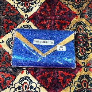 New Royal Blue Glitter Clutch Purse.